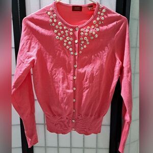 Valerie Stevens pink button detail cardigan sweater womens size small